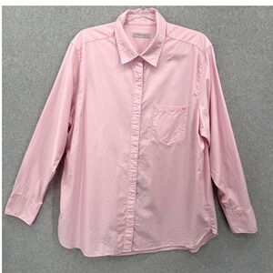 Outerknown Women's Boyfriend Shirt Relaxed Fit Pink Button Up‎ Large Preppy
